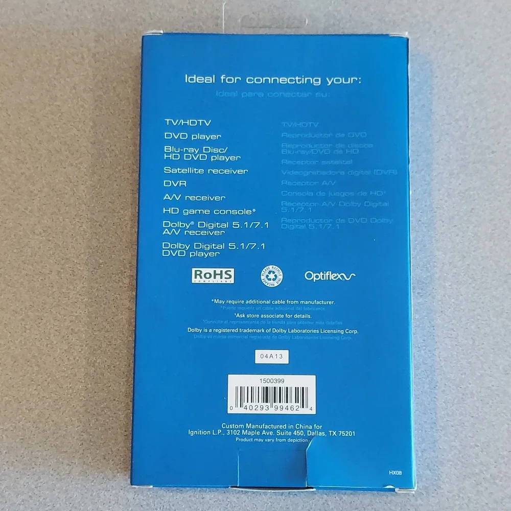 Optical Audio Cable by Auvio 3ft/91.4cm Length -New In Box